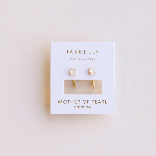 Jax Kelly | Huggies Mother of Pearl Gold Earrings