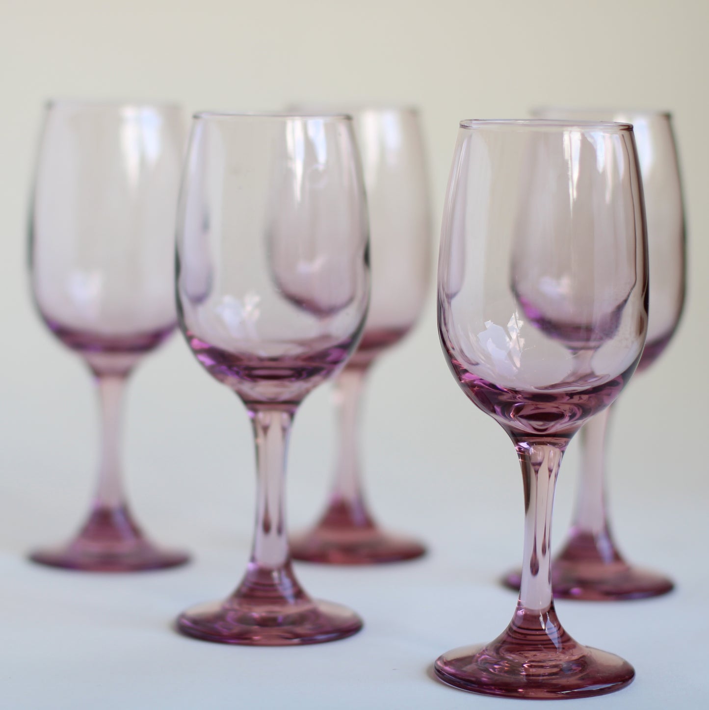 Pale Purple Wine Glasses, Set of 5