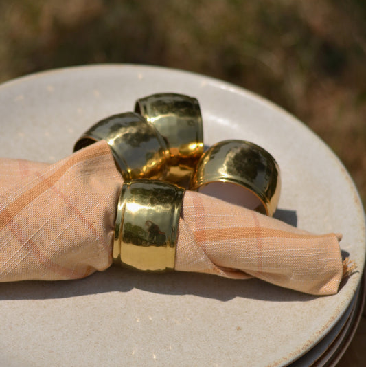 Vintage Gold Brass Napkin Rings, set of 4