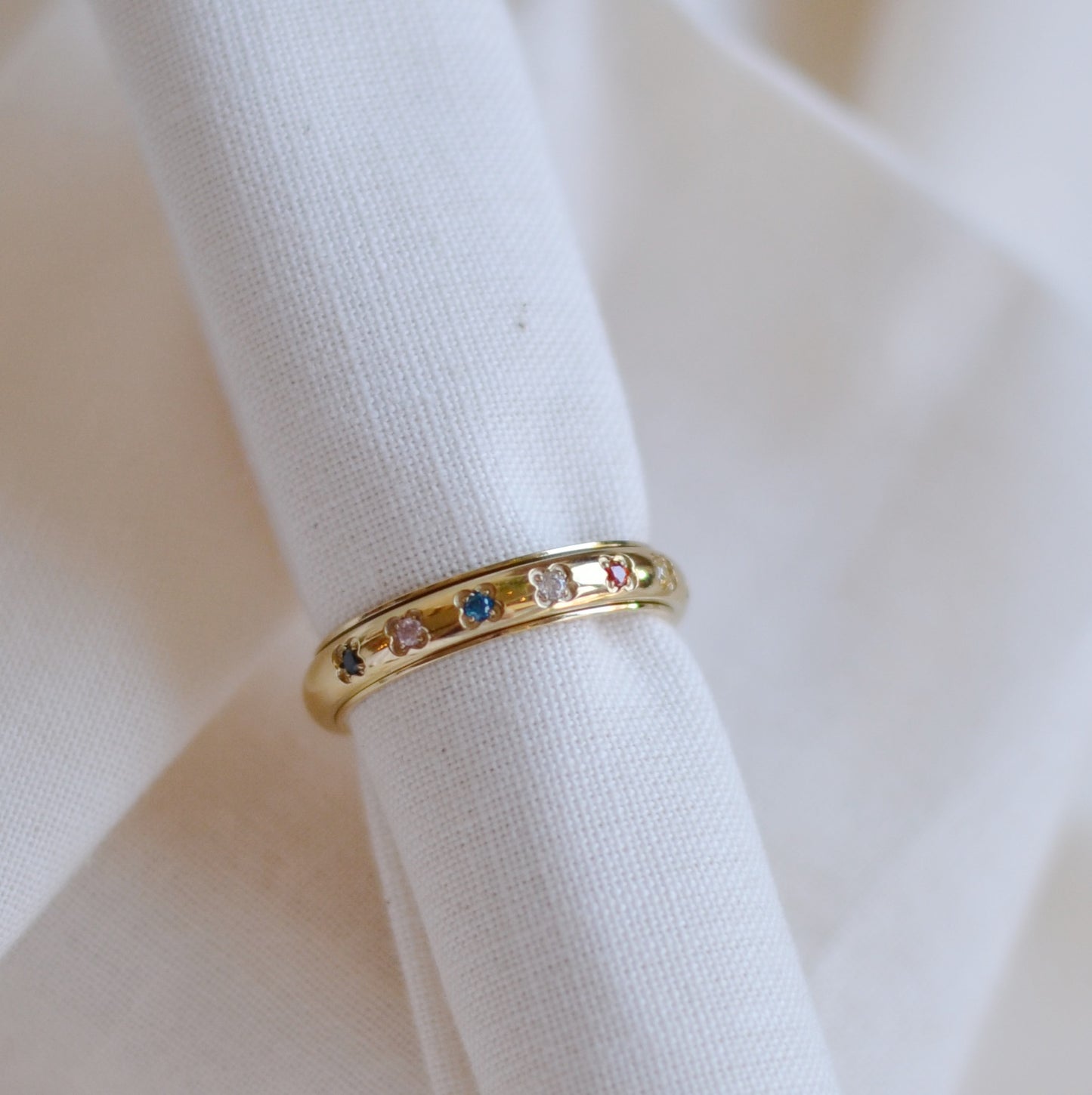 Bijoux 7bis | Stainless Steel Spinner Ring with Assorted Rhinestones