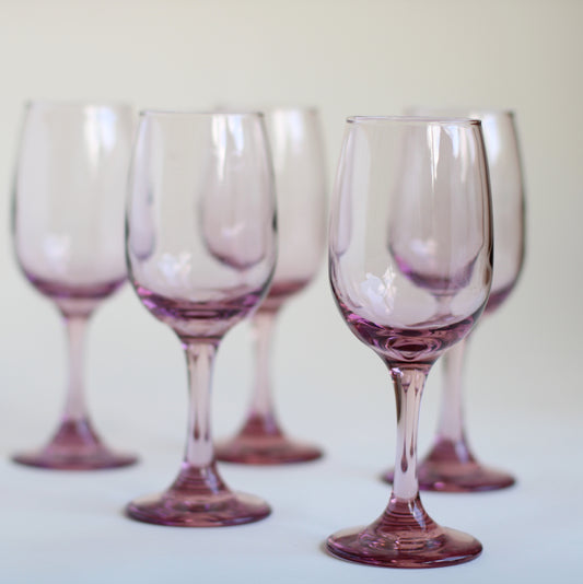 Pale Purple Wine Glasses, Set of 5