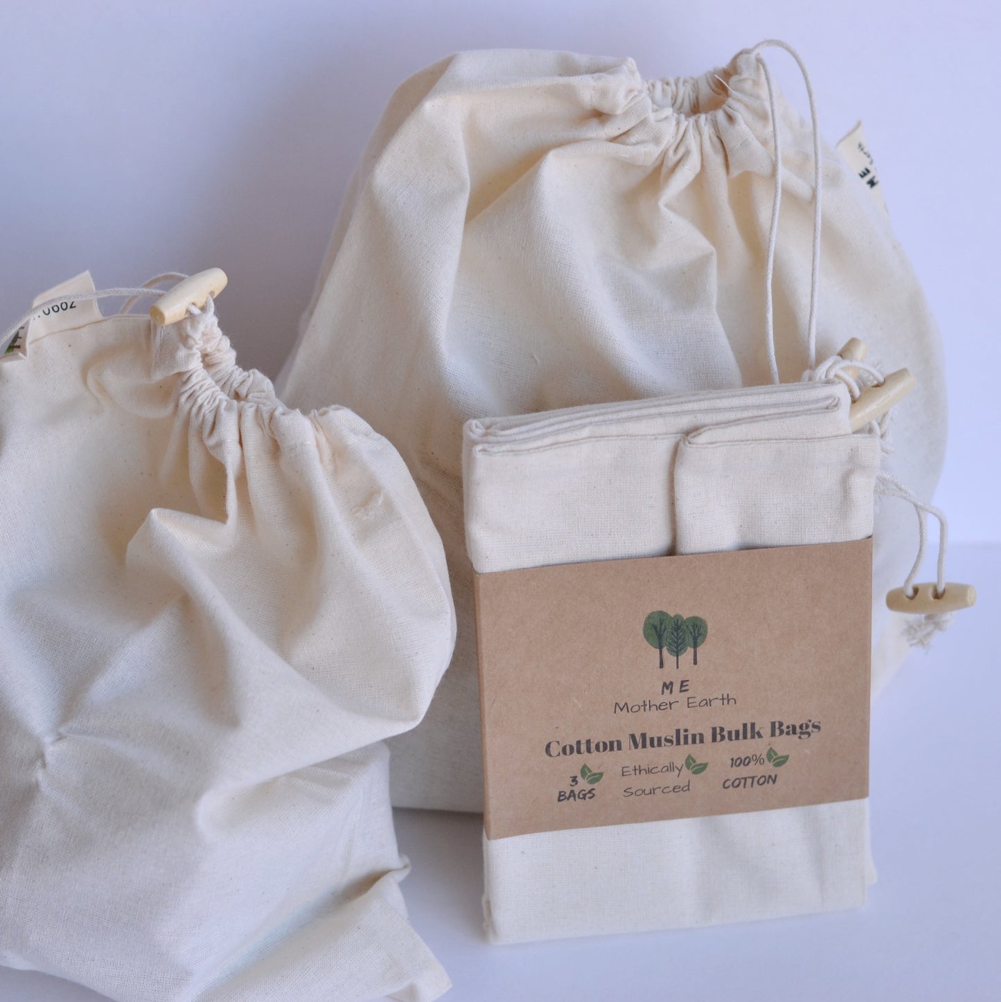 Me Mother Earth | Cotton Muslin Bulk Shopping Bags - 3 Pack