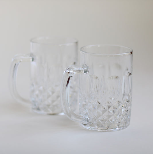 Set of 2 Cut Glass Mugs