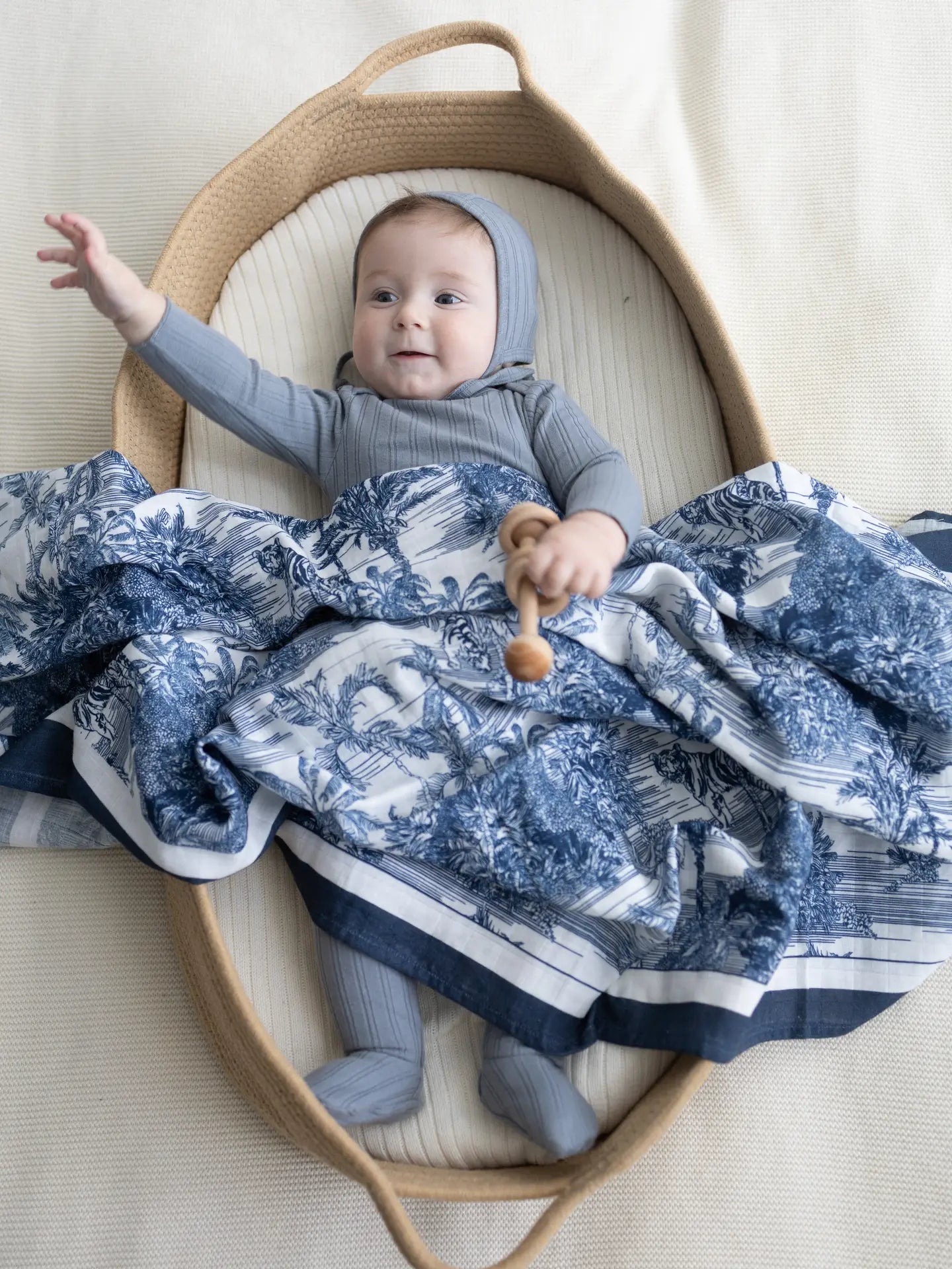 Little Threads | Blue Jungle Toile Muslim Blanket