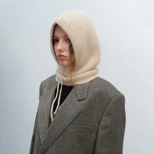Dune Accessories | Solid Knit Hoodie Scarf, Khaki