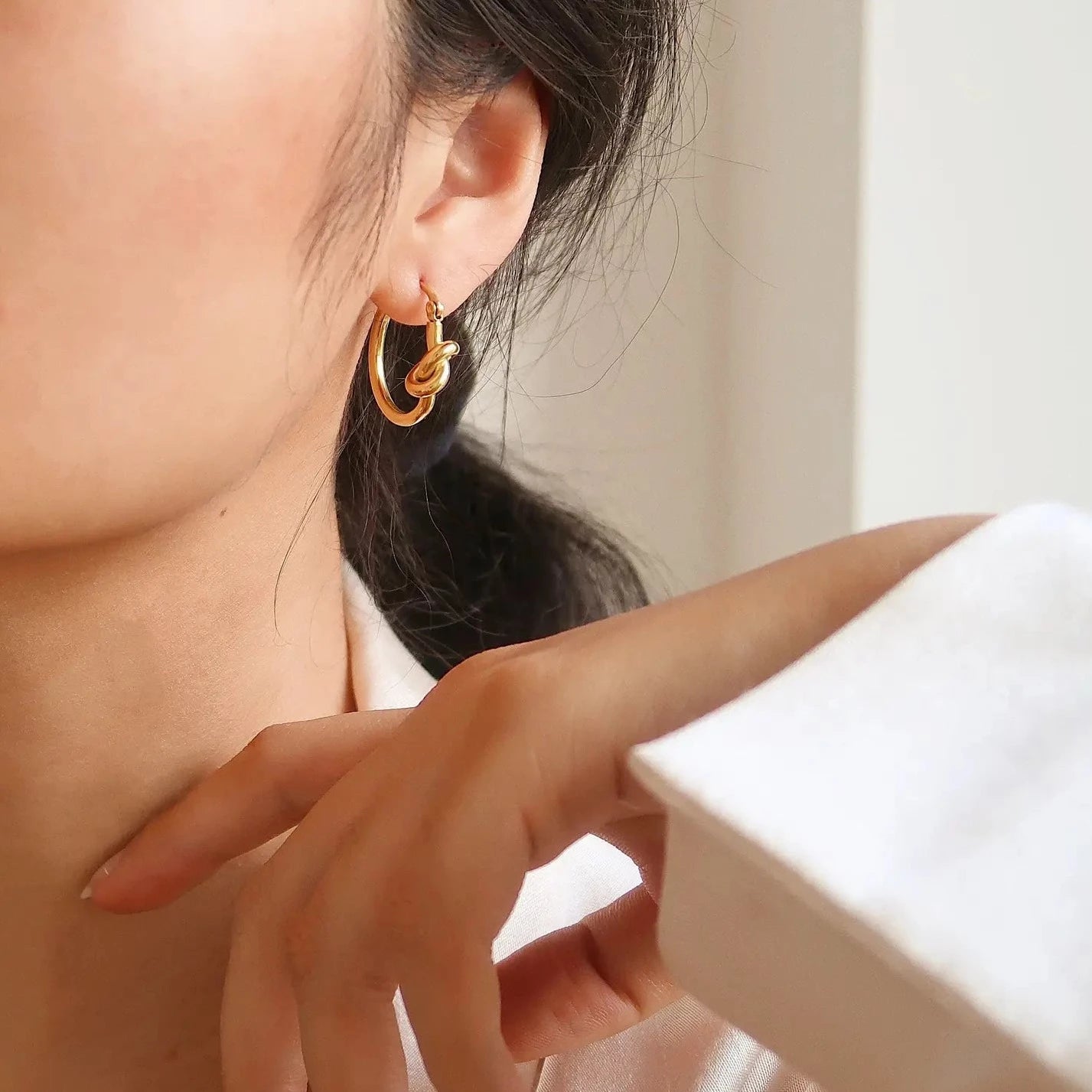Furano Studio | 18K Gold Plated Knotted Hoop Earring
