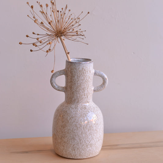 Dune Vases | Speckled White Vase with Large Handles