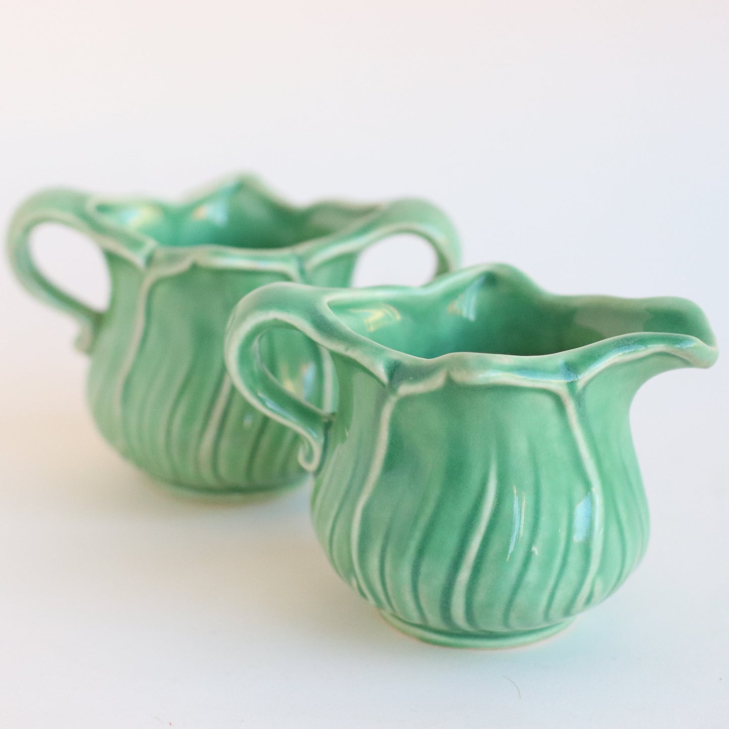 Green Lettuce Cream and Sugar Set