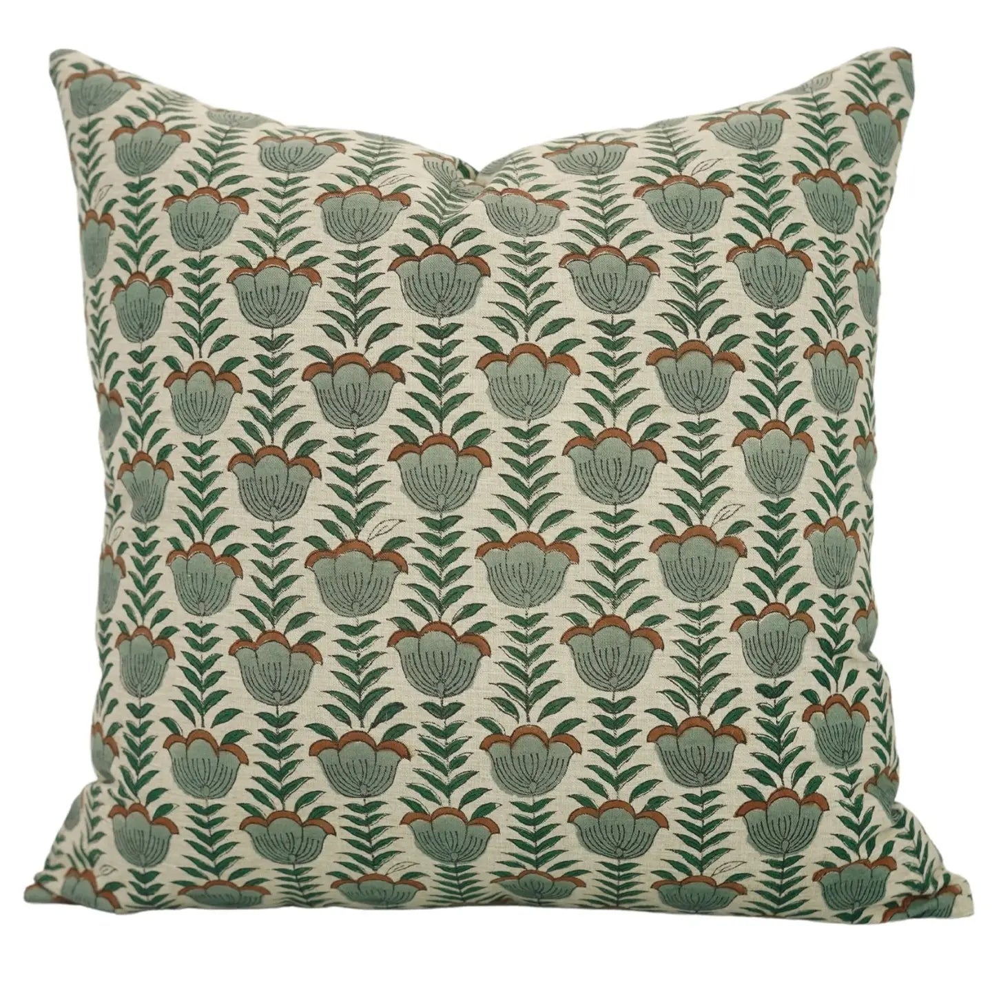 Dune Pillows | Artistic Block Print Pillow, Lotus Pattern, 16”