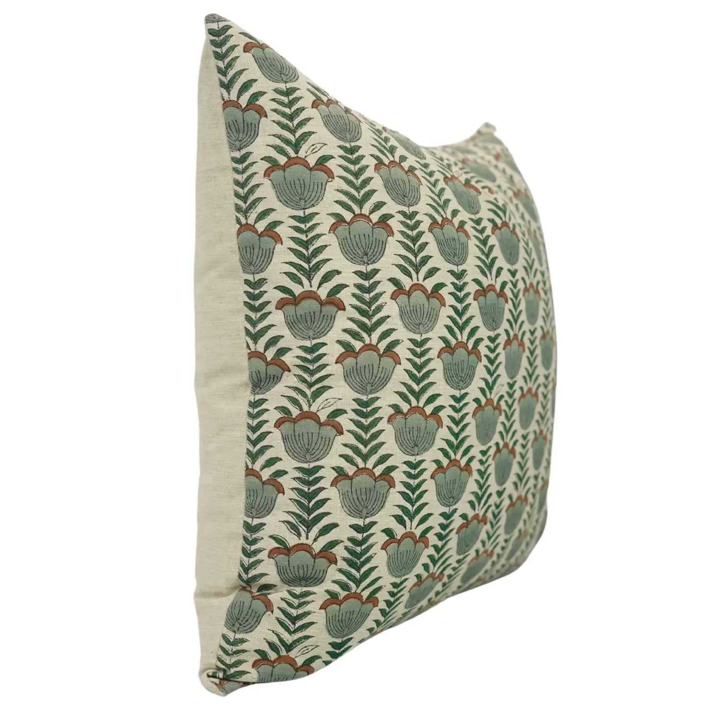Dune Pillows | Artistic Block Print Pillow, Lotus Pattern, 16”