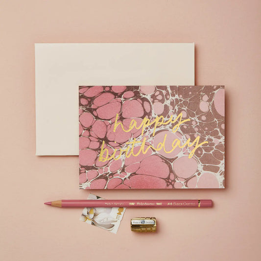 Wanderlust Studio |  'Happy Birthday' pink marble