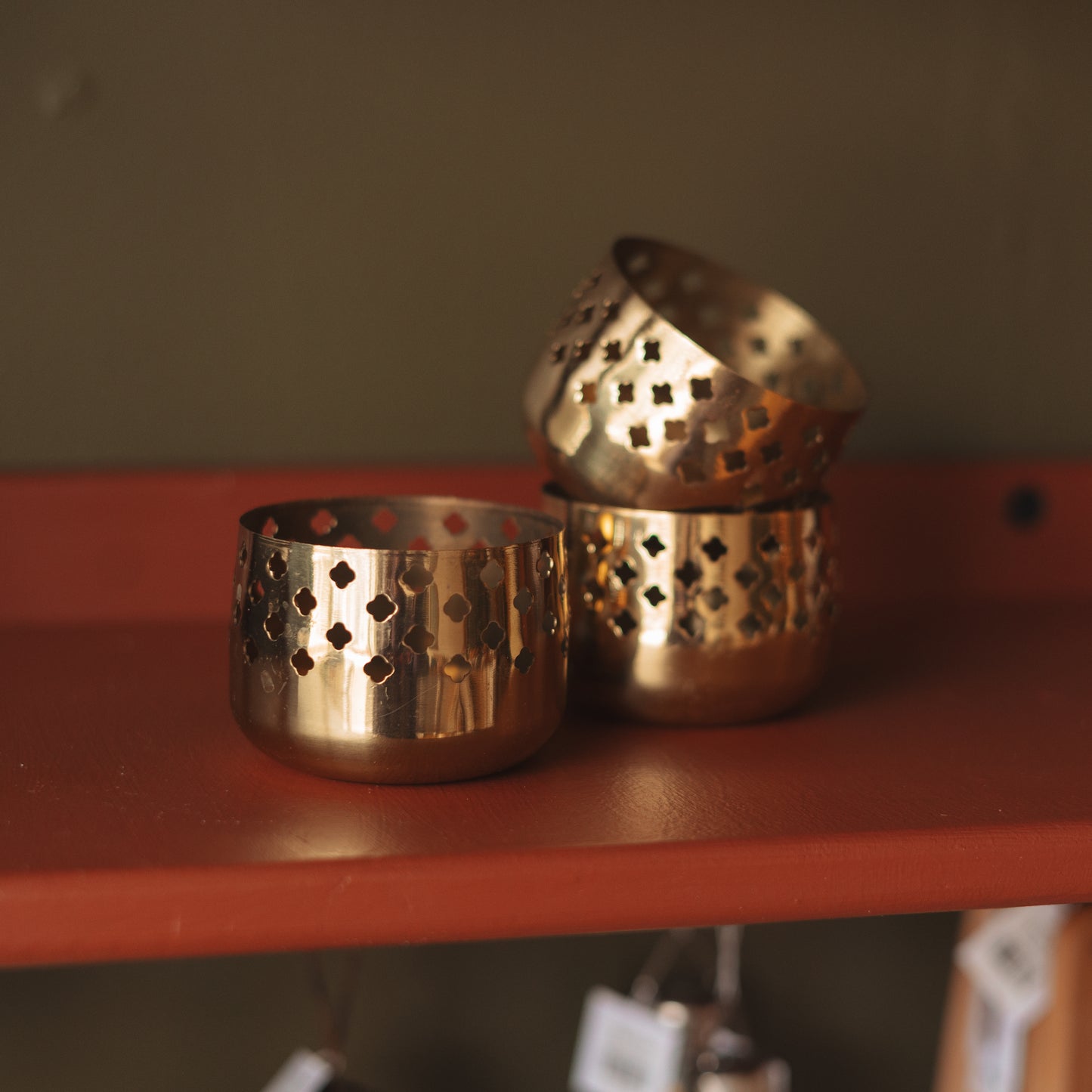 Punched Brass Votive Holder
