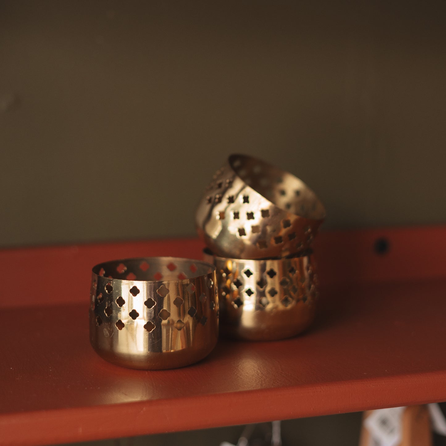 Punched Brass Votive Holder