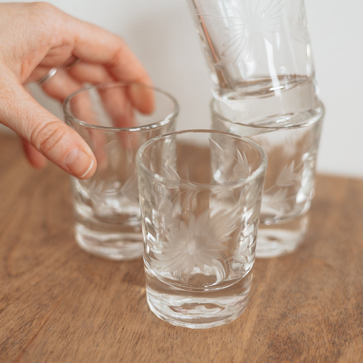 Heavy Bottomed Etched Sippers, set of 4
