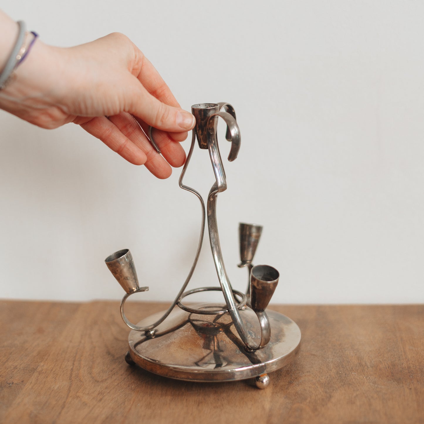 MCM Ornate Silver Candelabra