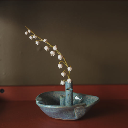 Blue Speckled Ikebana Studio Vase