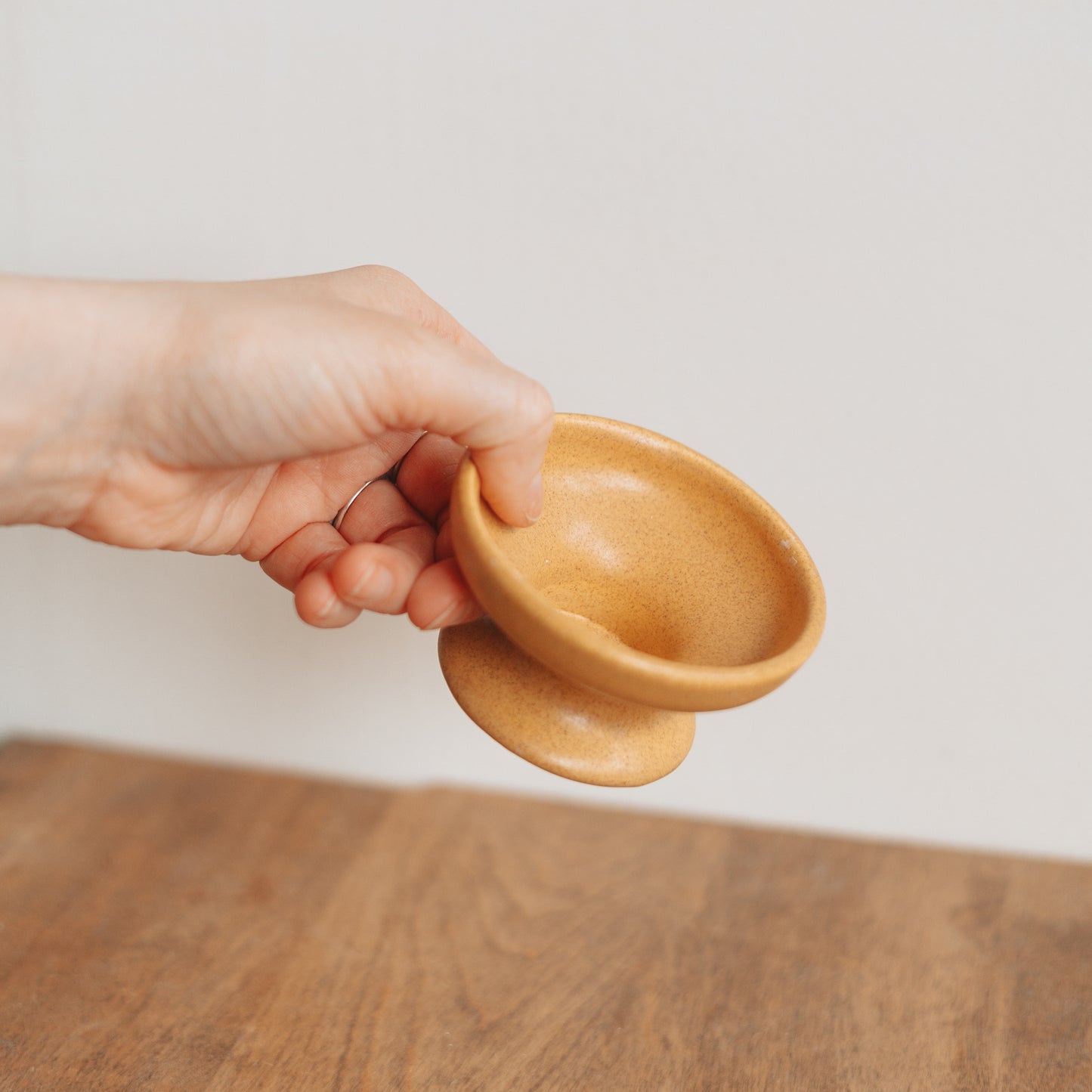 Small Golden Pottery Trinket Dish/Candleholder