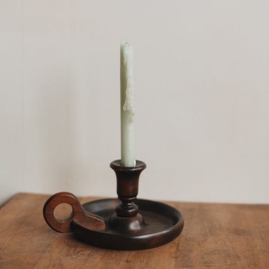 Large Wooden Candlestick Holder with Handle
