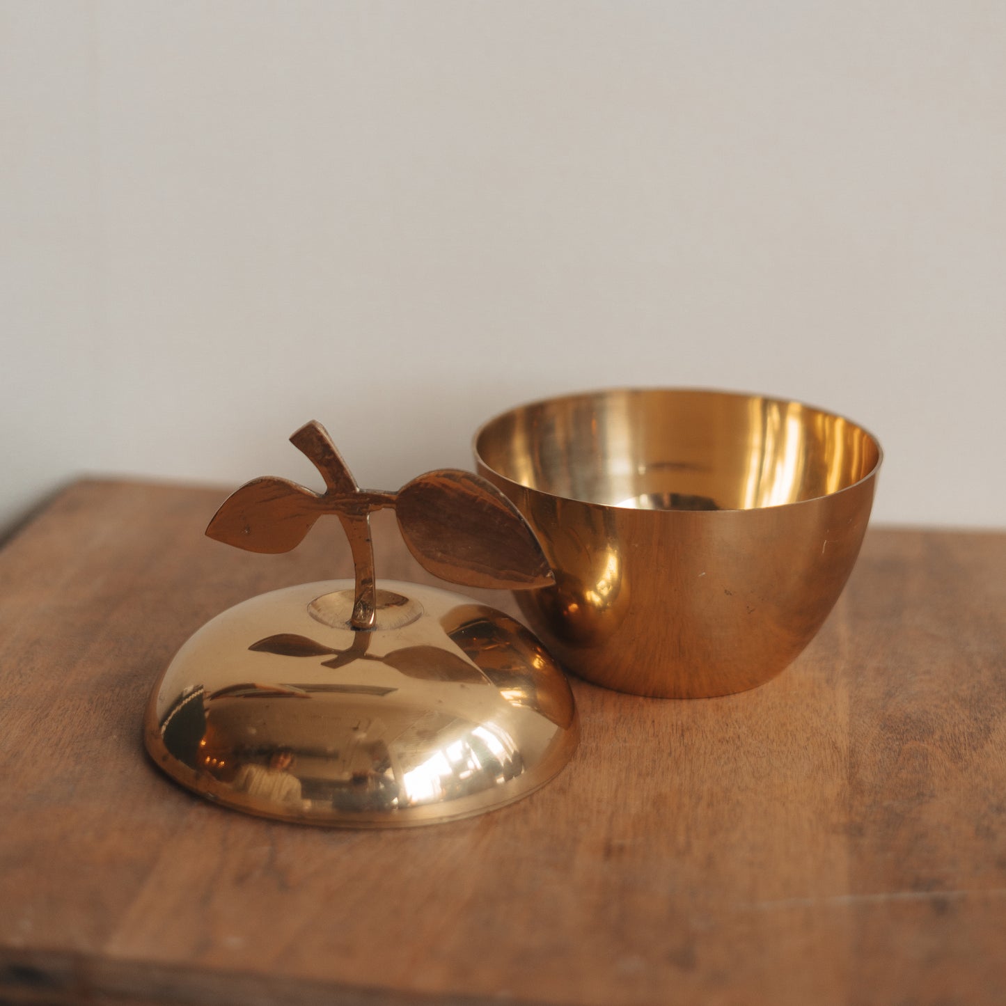 Large Brass Lidded Apple Dish