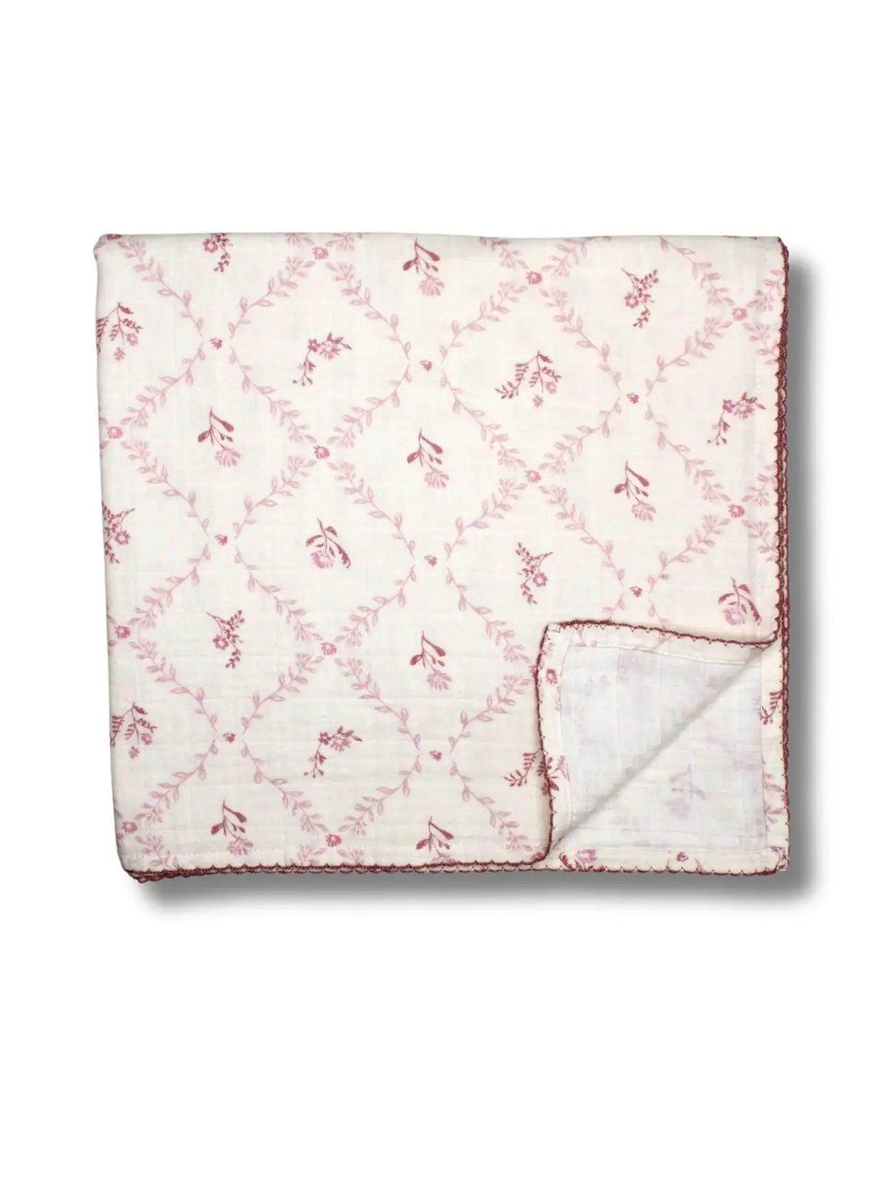 Little Threads | Mauve Lattice 100 % Cotton Swaddle Blanket