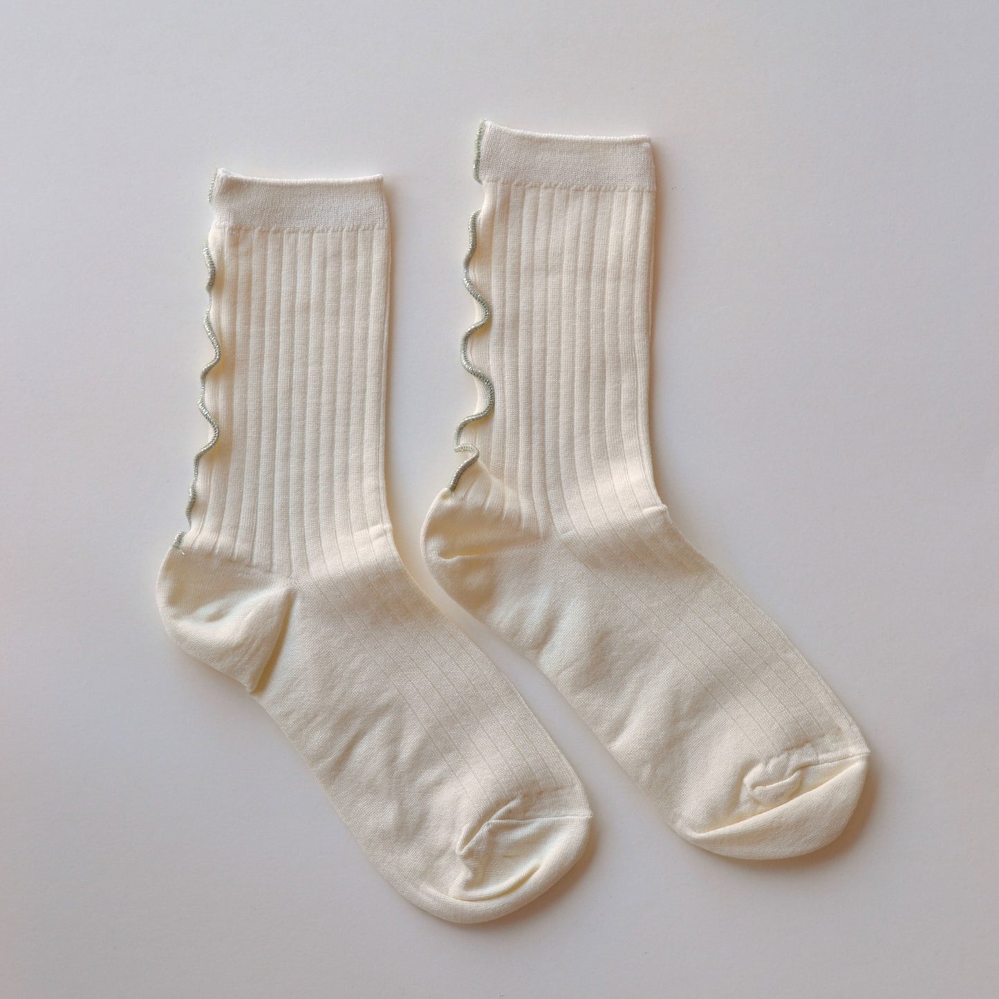Tiepology | Merrow Stitch Socks, Cream