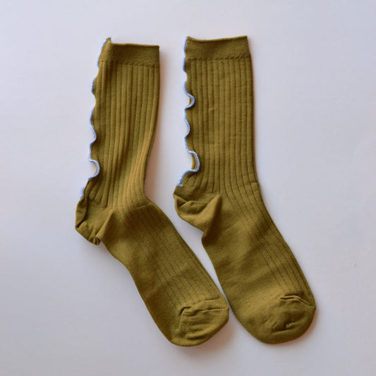Tiepology | Merrow Stitch Socks, Olive