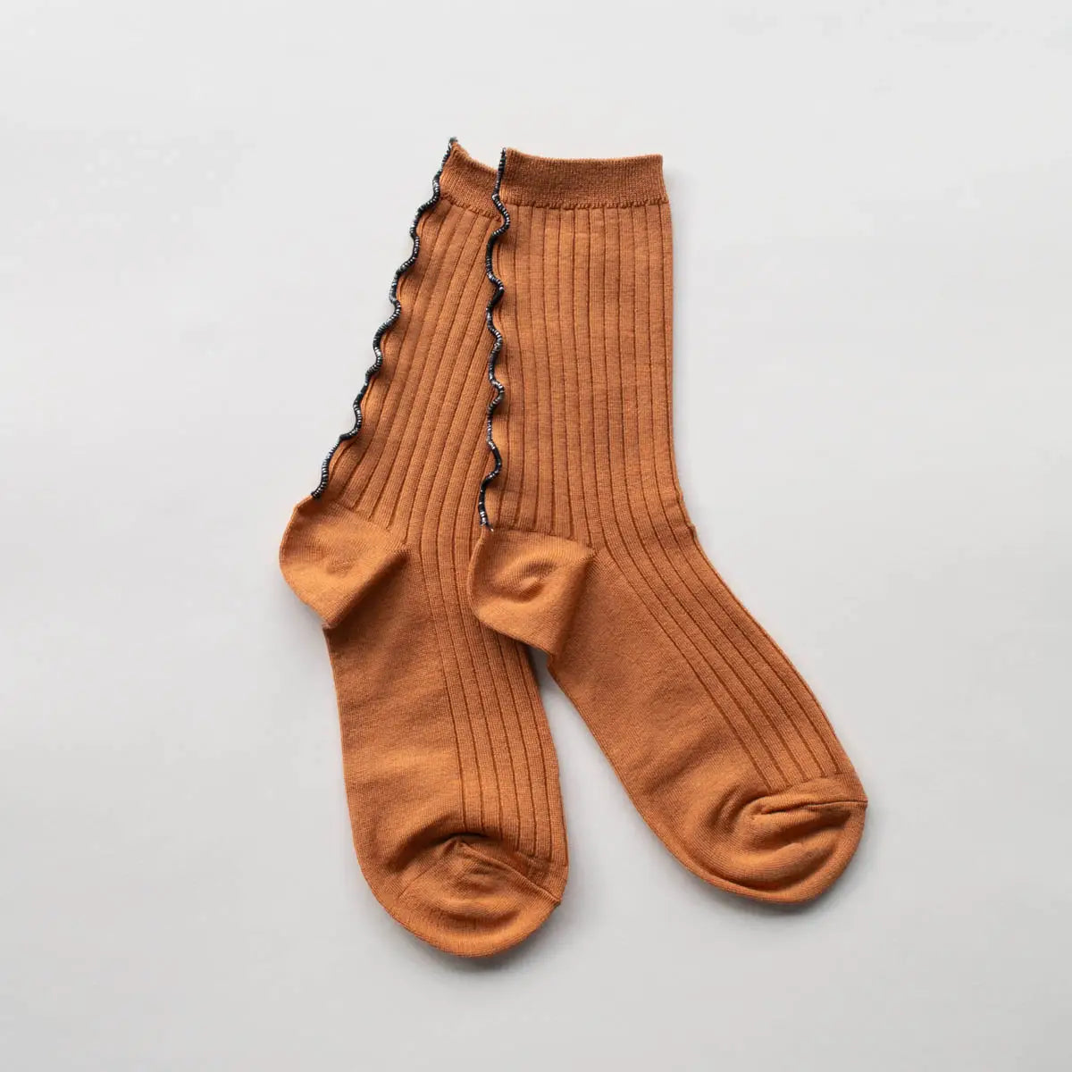 Tiepology | Merrow Stitch Socks, Rust