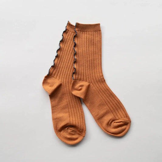 Tiepology | Merrow Stitch Socks, Rust