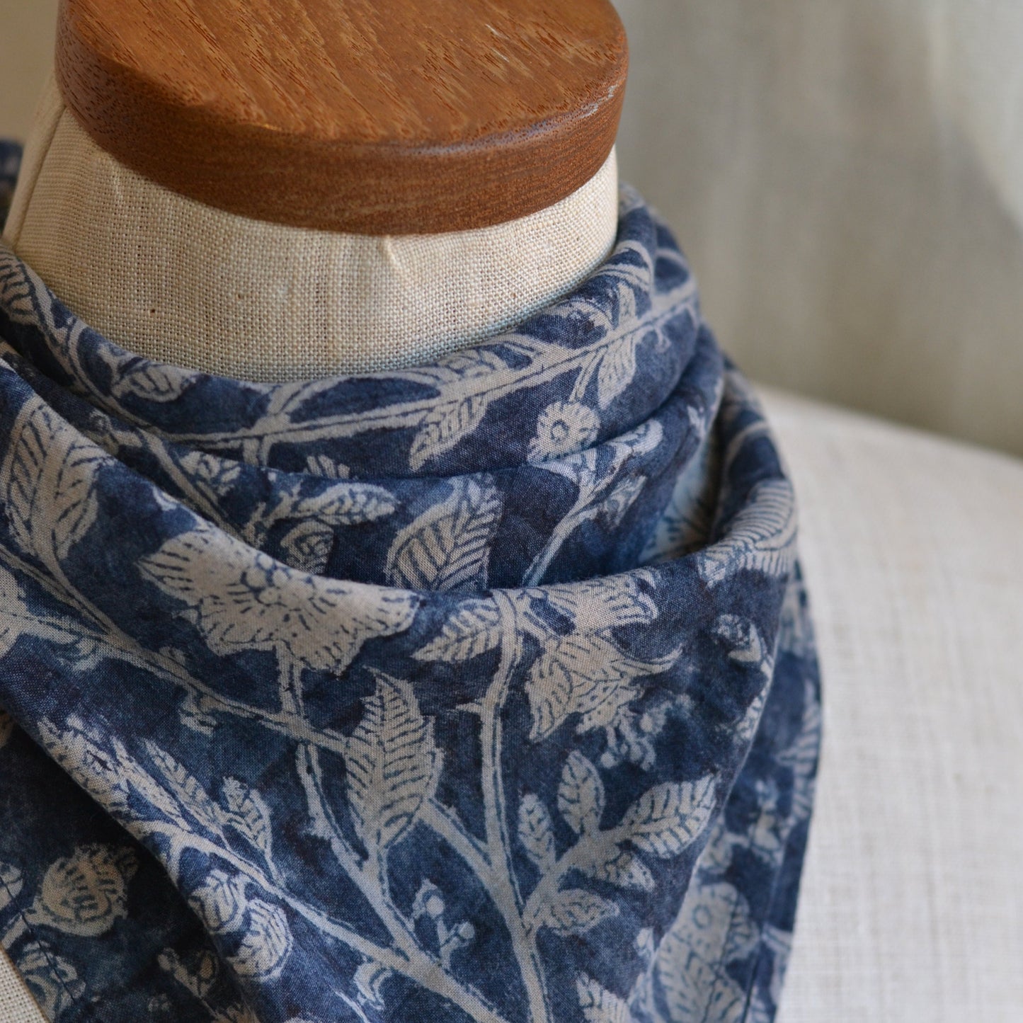 White Lotus Fashions |  Kalamkari Cotton Bandana-Midnight Bloom