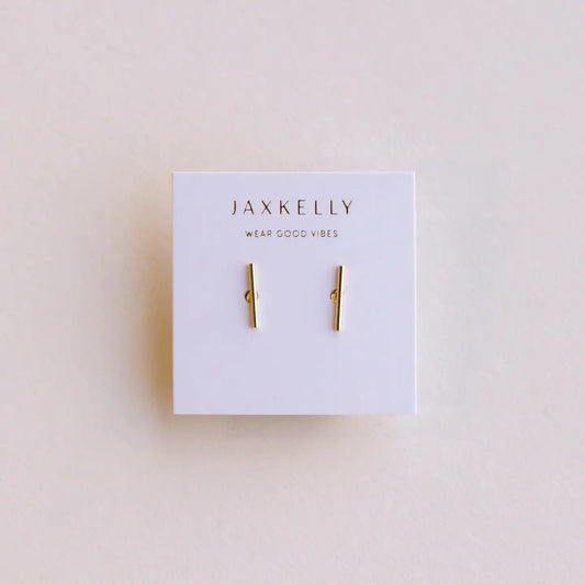 Jax Kelly |  Minimalist Bar Gold Earrings