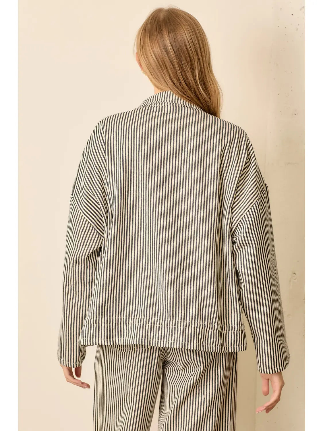 Wellmade USA | Pinstripe Collar Jacket, Brown