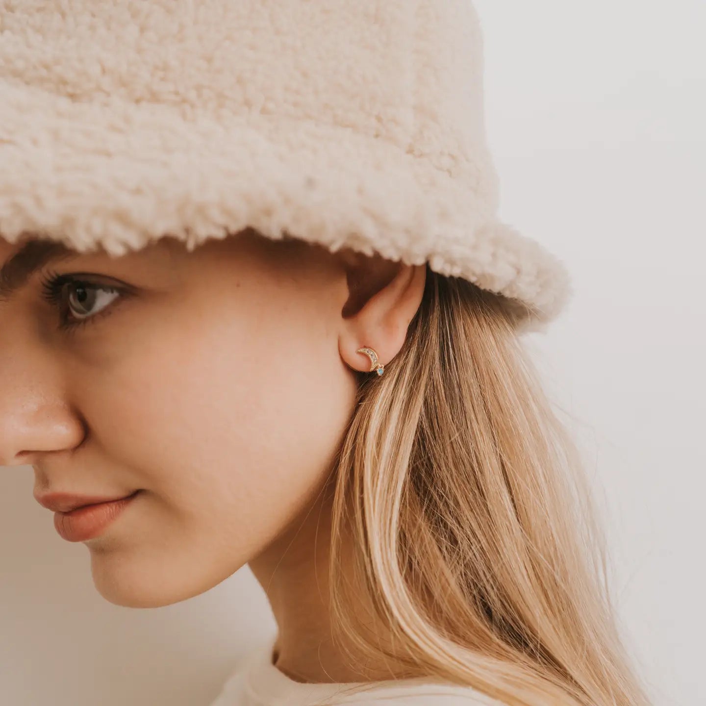 Jax Kelly |  Moon Drop, Opal, Gold Earrings