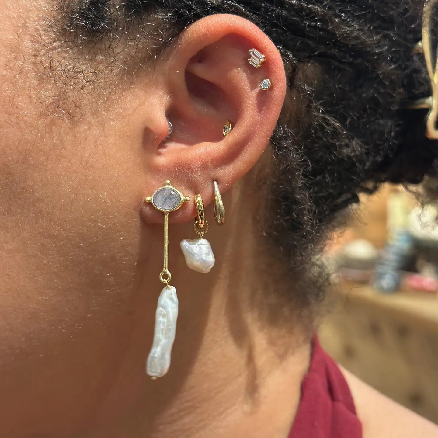 Dune Earrings | Moonstone Pearl Dangle Earrings