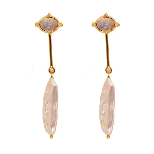 Dune Earrings | Moonstone Pearl Dangle Earrings