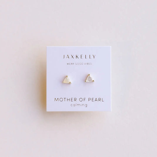 Jax Kelly |  Mini Energy Gem, Mother of Pearl, Gold Earrings