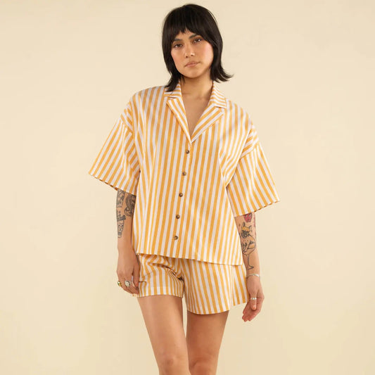 NLT | Cory Button Up Shirt, Mustard and White