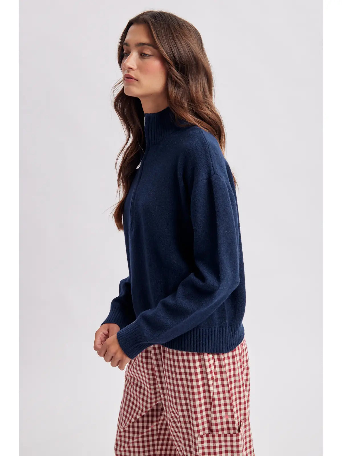 Half Zip Turtleneck Sweater, Navy