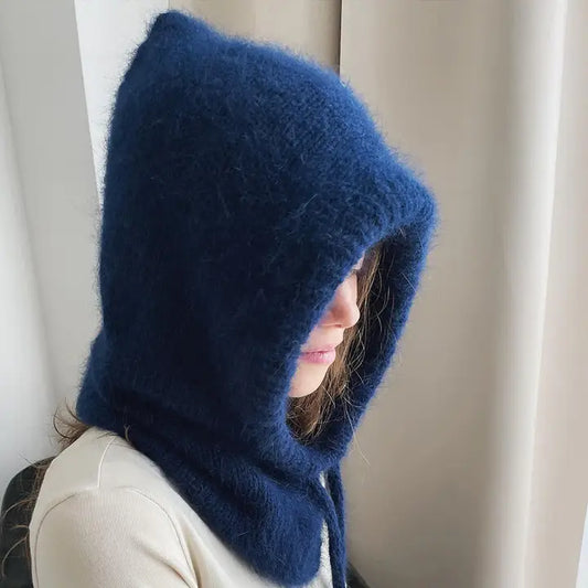 Dune Accessories | Solid Knit Hoodie Scarf, Navy