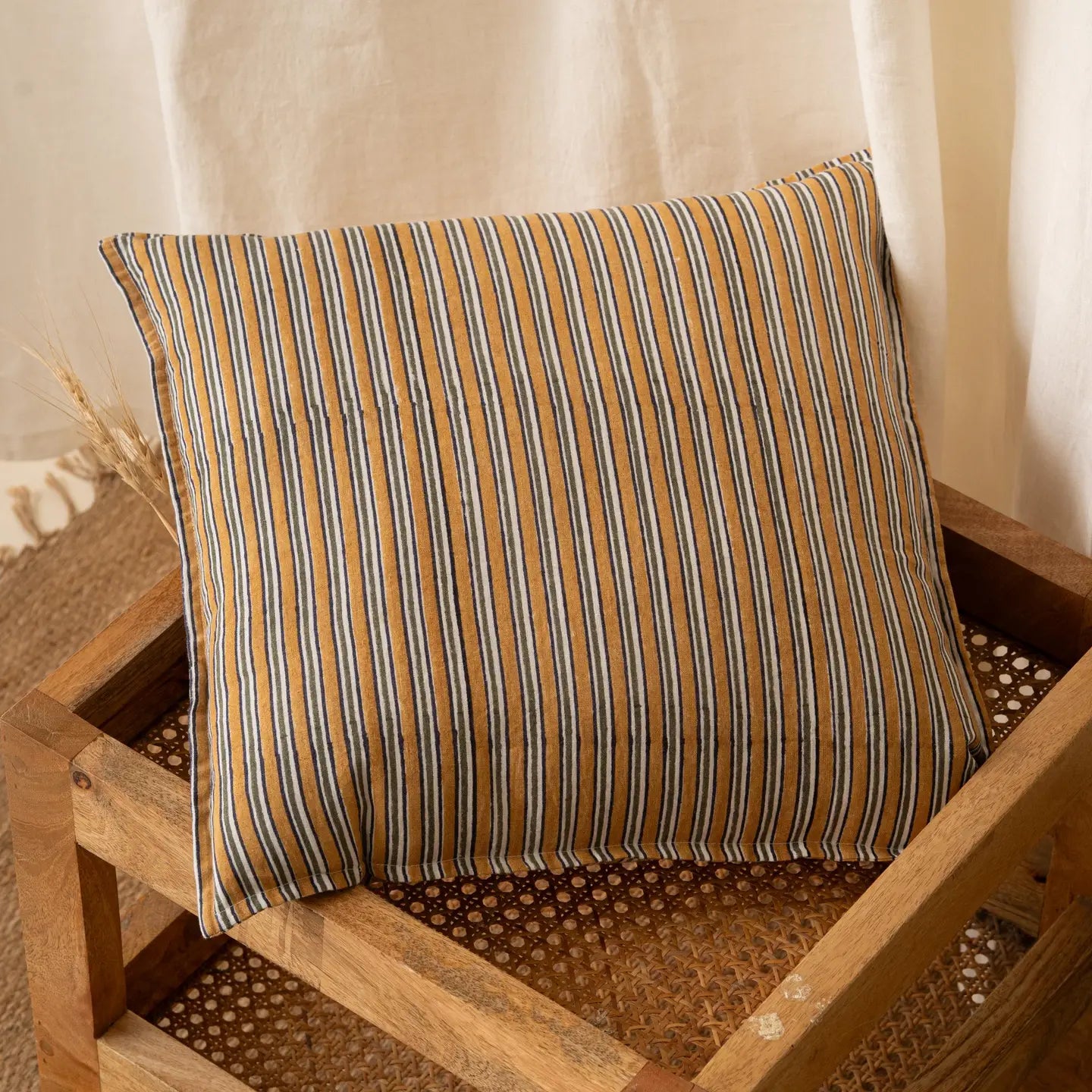Dune Pillows | Block Print Nier Linen Pillow, 16"