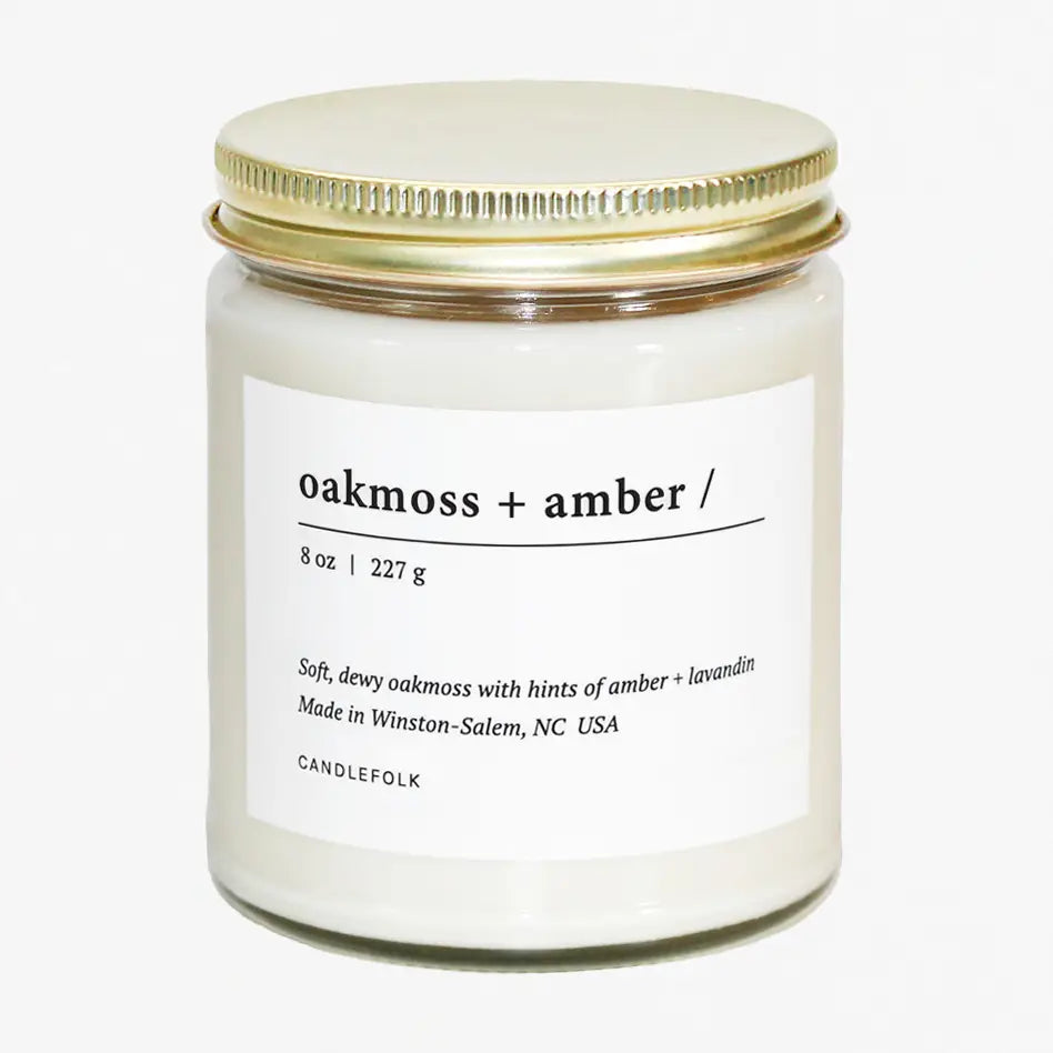 Candlefolk 8 oz Soy Candle  | Oakmoss & Amber