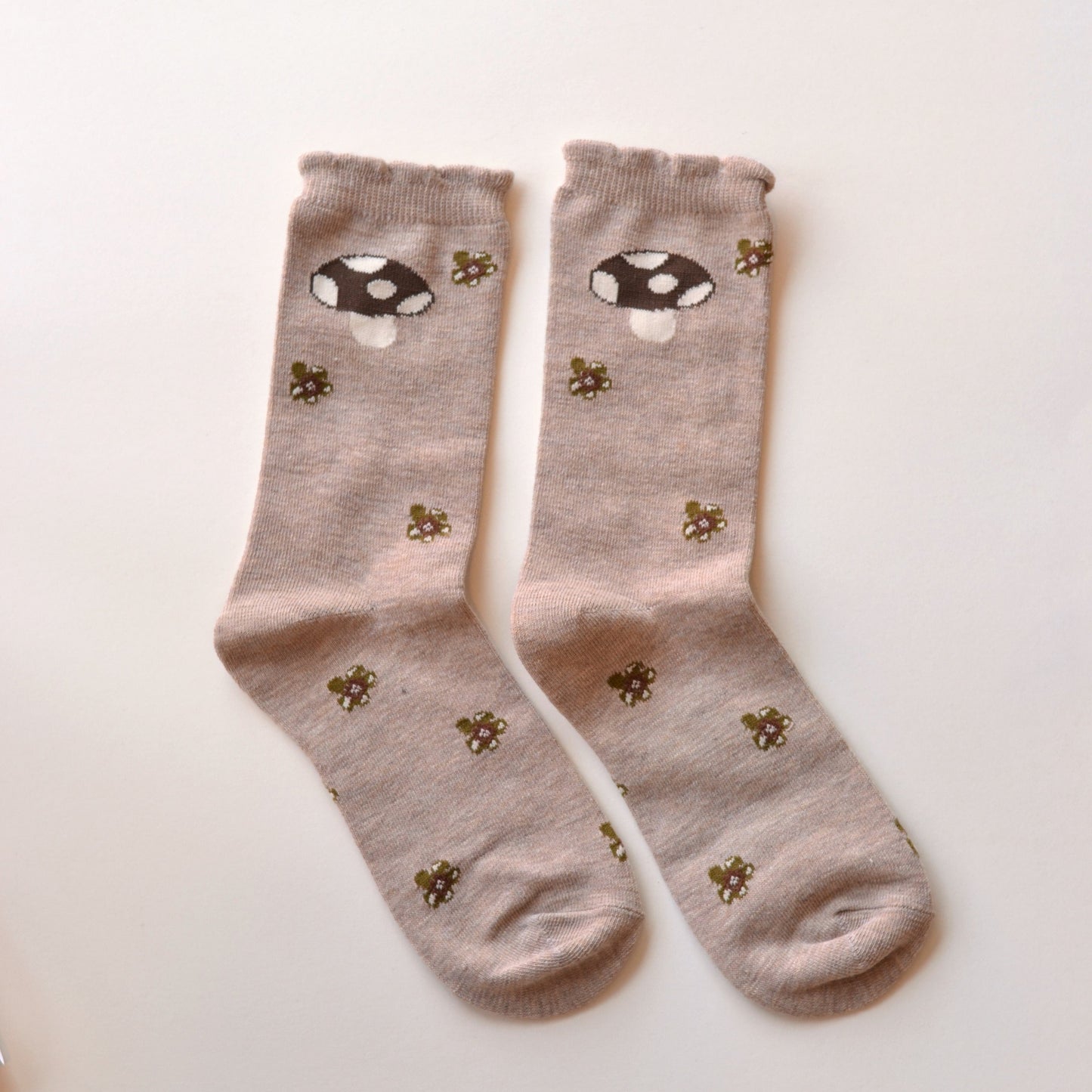 Fall Socks | Mushroom and Blooms, Oatmeal