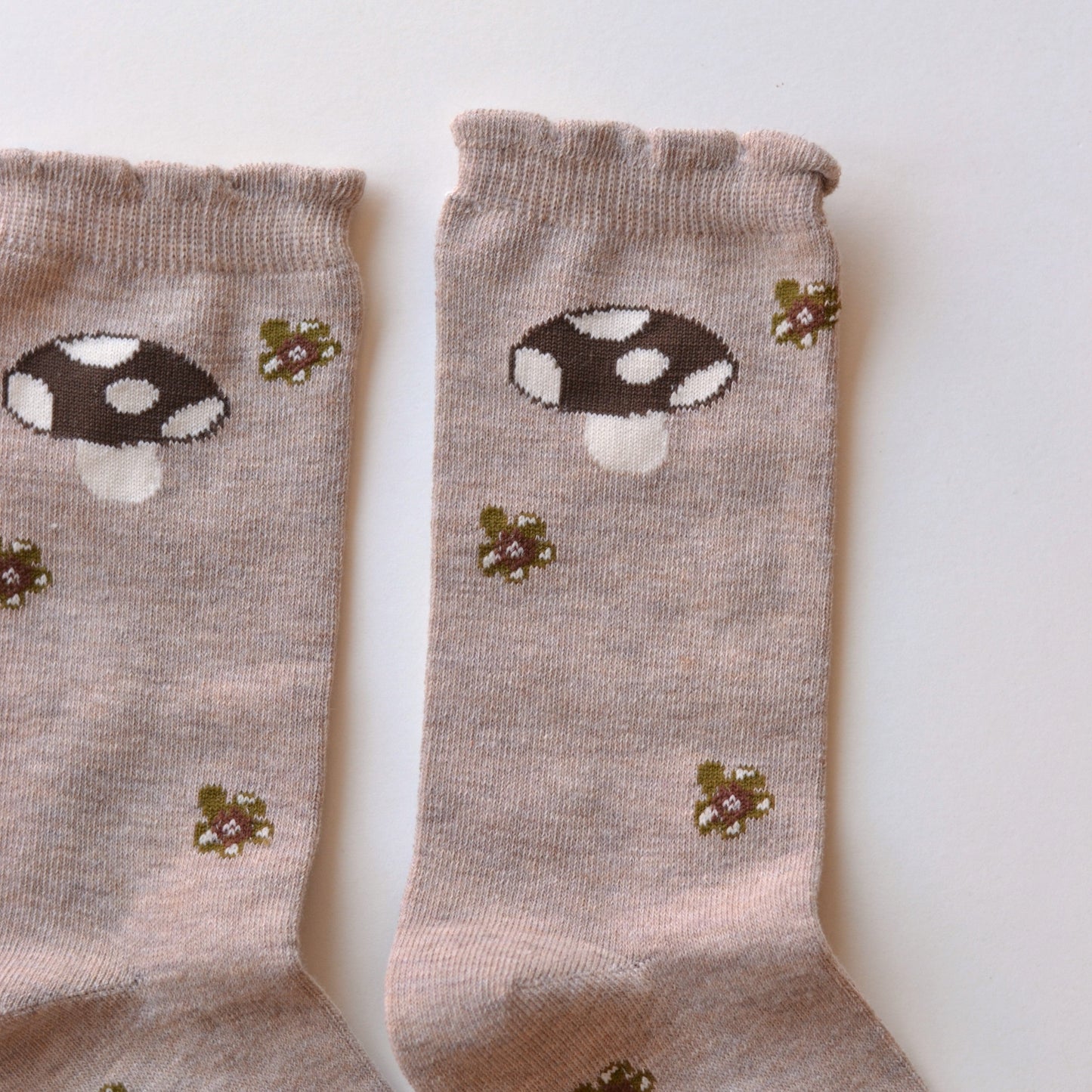 Fall Socks | Mushroom and Blooms, Oatmeal