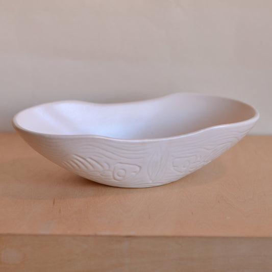 Matte White Oblong Embossed Bowl