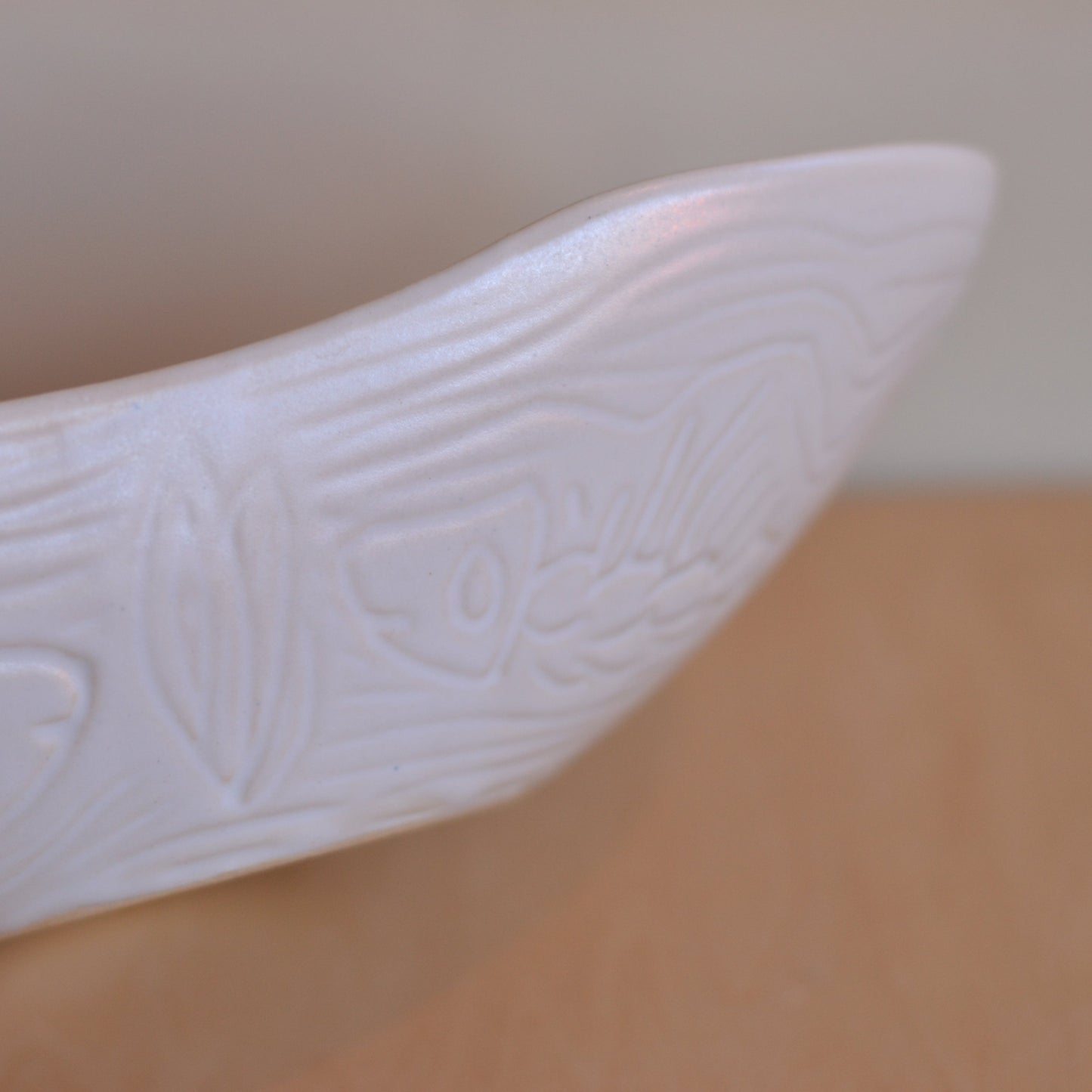 Matte White Oblong Embossed Bowl
