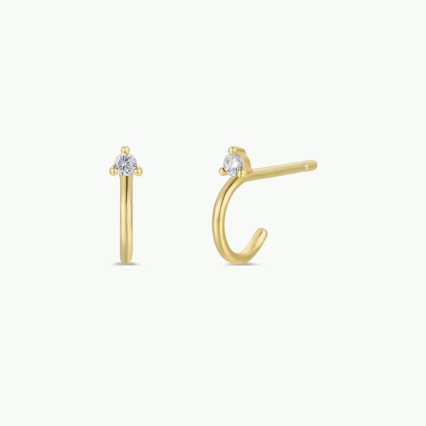 Jax Kelly |  Open Mini Hoop, White CZ, Gold Earrings