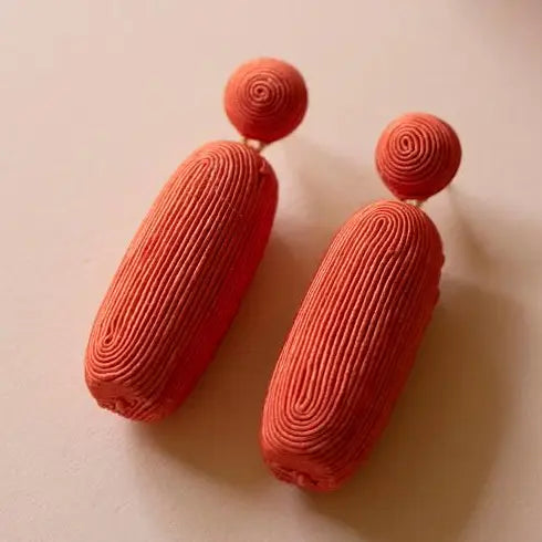 Dune Earrings | Fabric Wrapped Orange Drop Earrings