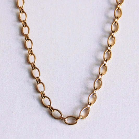 Bazou | Oval Link Necklace, Stainless Steel