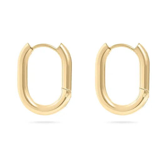 Dune Hoops | Gold Stainless Steel Oval Huggie Earrings