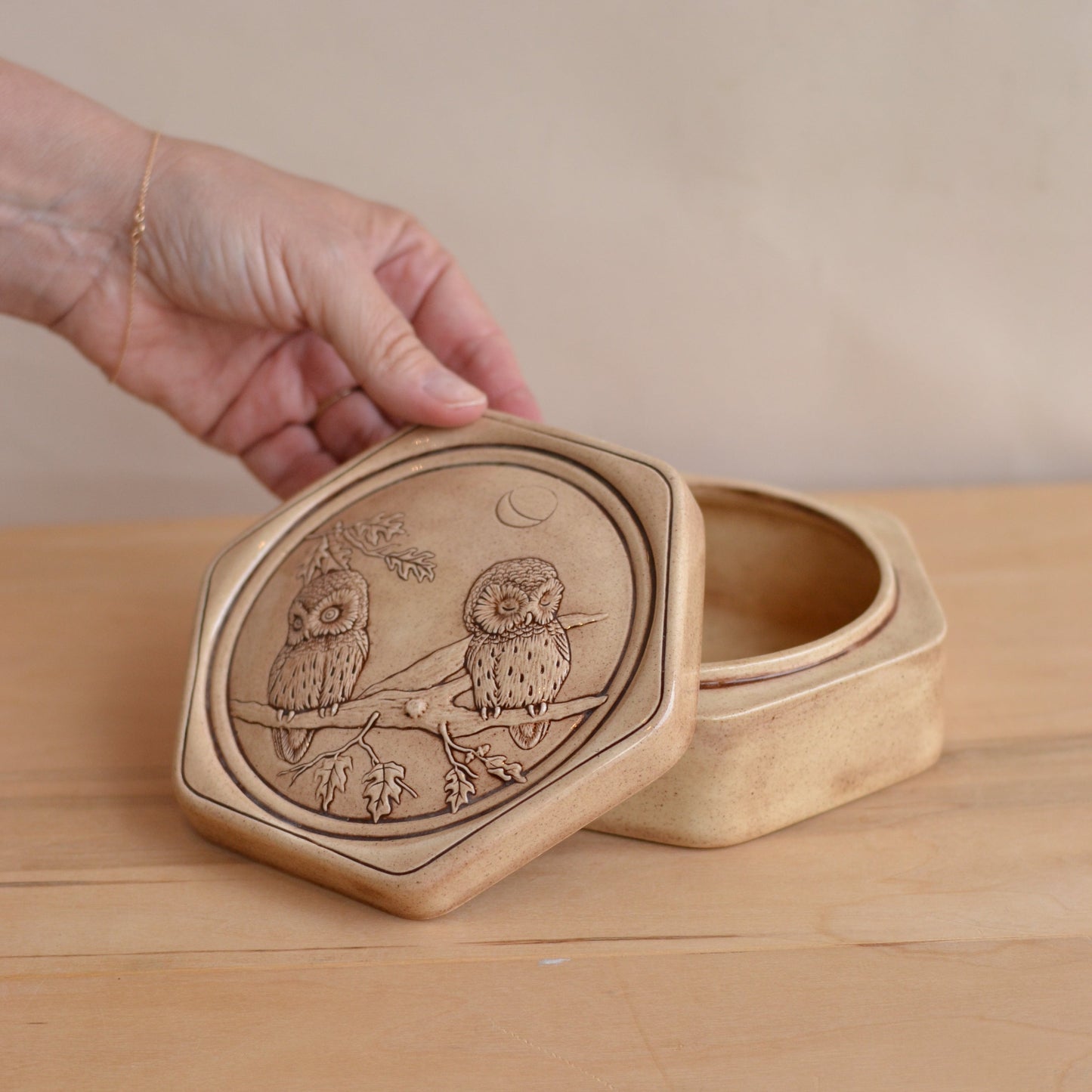 Ceramic Lidded Owl Dish