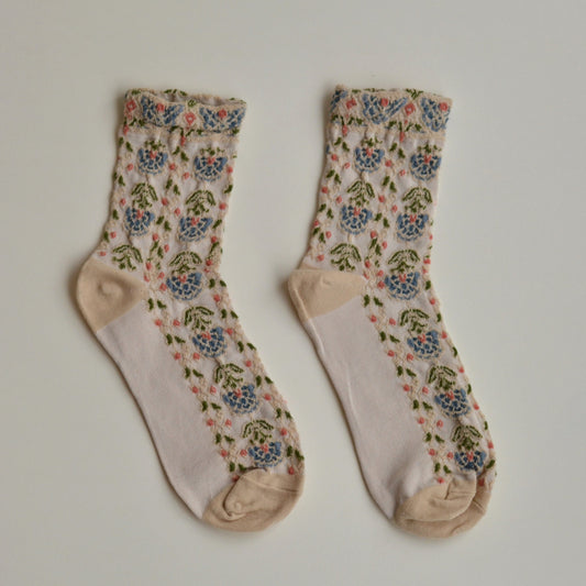 Fall Socks | Blue Pink Floral